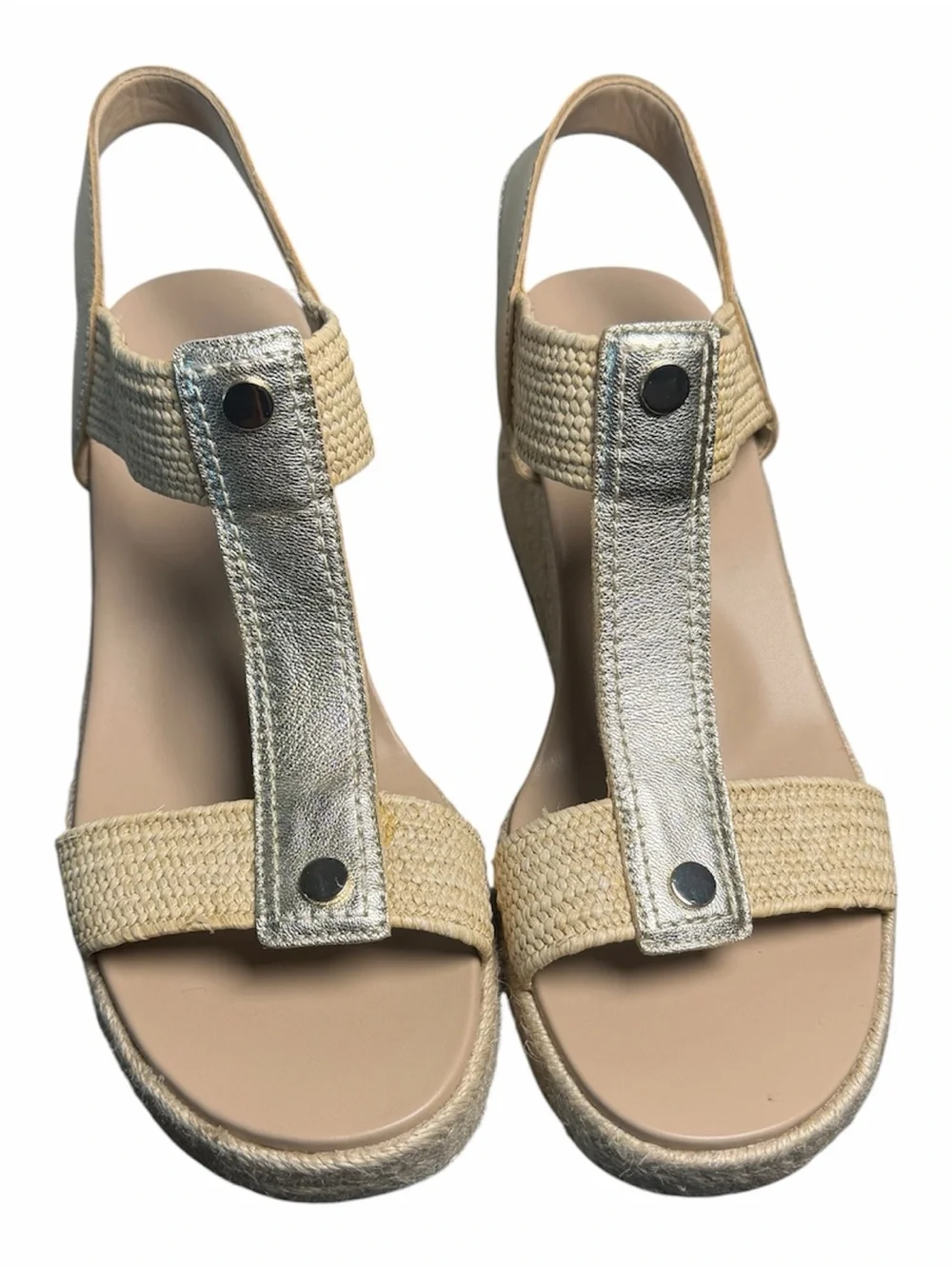 Vionic Calera Sandals with Gold Metallic T-Strap, 9.5